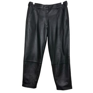 Bagatelle Genuine Black Leather Pants Pleated Straight Leg Size 8 Medium Classic
